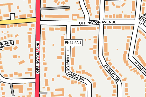 BN14 9AU map - OS OpenMap – Local (Ordnance Survey)