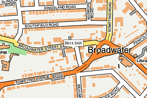 BN14 9AW map - OS OpenMap – Local (Ordnance Survey)