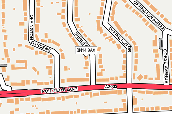 BN14 9AX map - OS OpenMap – Local (Ordnance Survey)
