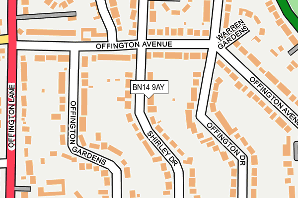 BN14 9AY map - OS OpenMap – Local (Ordnance Survey)