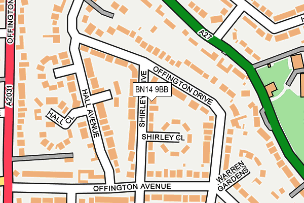 BN14 9BB map - OS OpenMap – Local (Ordnance Survey)