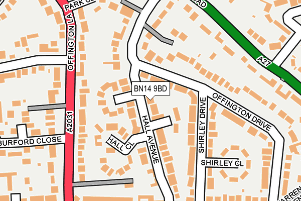 BN14 9BD map - OS OpenMap – Local (Ordnance Survey)