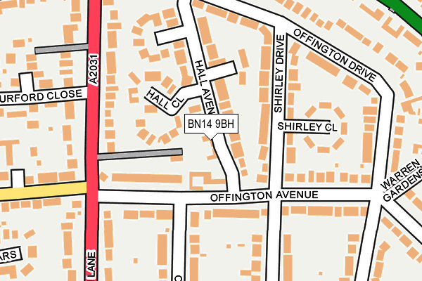BN14 9BH map - OS OpenMap – Local (Ordnance Survey)