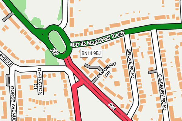 BN14 9BJ map - OS OpenMap – Local (Ordnance Survey)