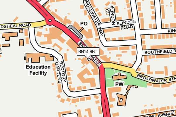 BN14 9BT map - OS OpenMap – Local (Ordnance Survey)