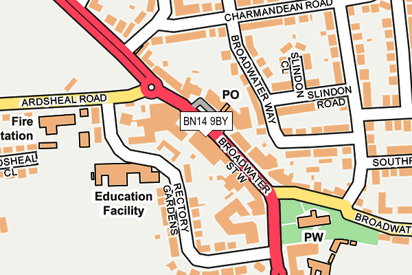 BN14 9BY map - OS OpenMap – Local (Ordnance Survey)