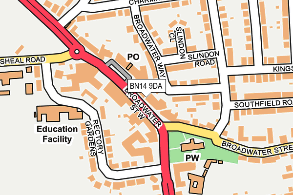 BN14 9DA map - OS OpenMap – Local (Ordnance Survey)