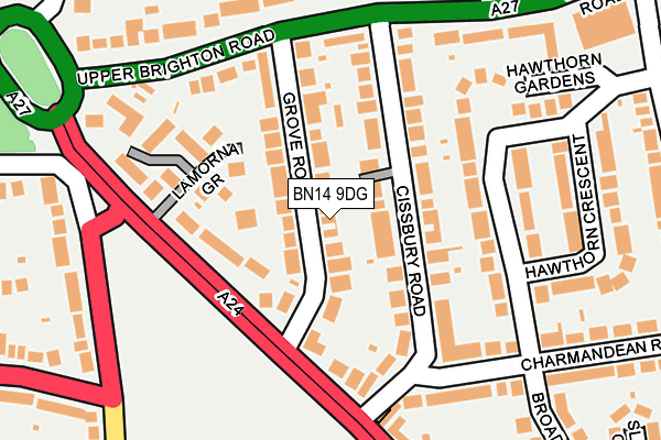 BN14 9DG map - OS OpenMap – Local (Ordnance Survey)