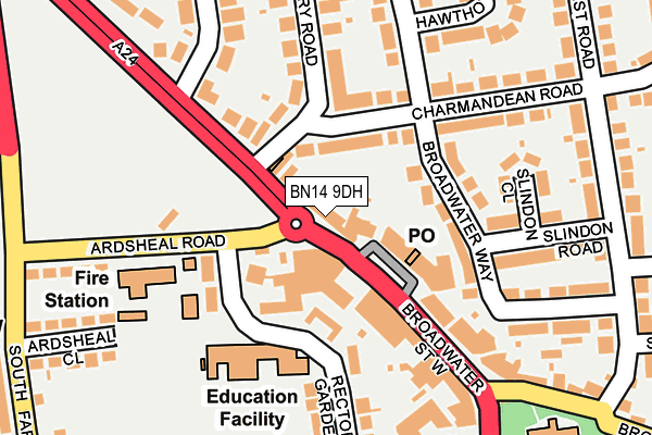 BN14 9DH map - OS OpenMap – Local (Ordnance Survey)