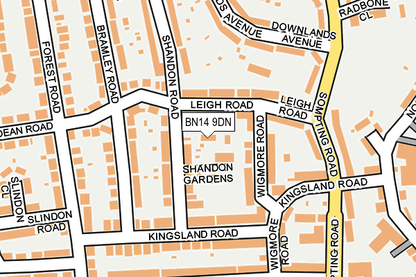 BN14 9DN map - OS OpenMap – Local (Ordnance Survey)
