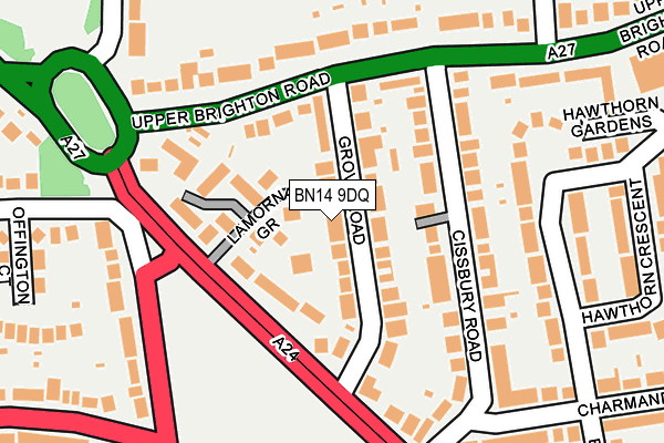 BN14 9DQ map - OS OpenMap – Local (Ordnance Survey)