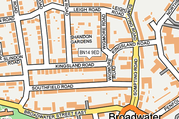 BN14 9ED map - OS OpenMap – Local (Ordnance Survey)