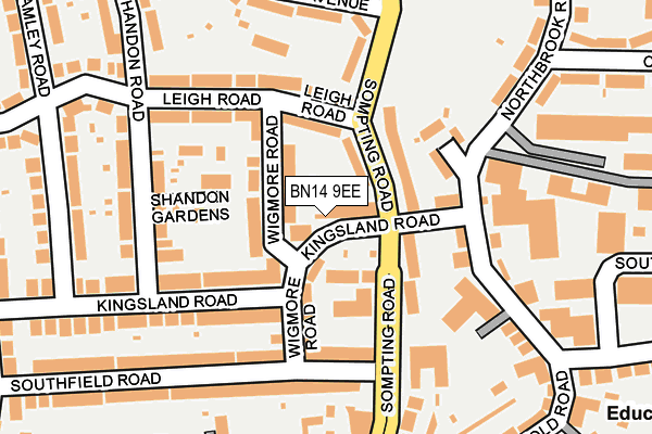 BN14 9EE map - OS OpenMap – Local (Ordnance Survey)