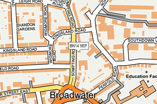 BN14 9EP map - OS OpenMap – Local (Ordnance Survey)