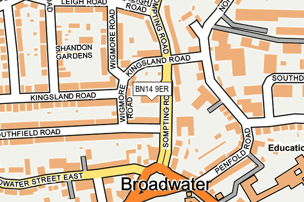 BN14 9ER map - OS OpenMap – Local (Ordnance Survey)