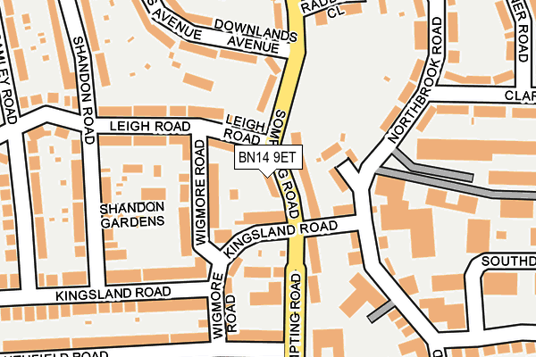 BN14 9ET map - OS OpenMap – Local (Ordnance Survey)