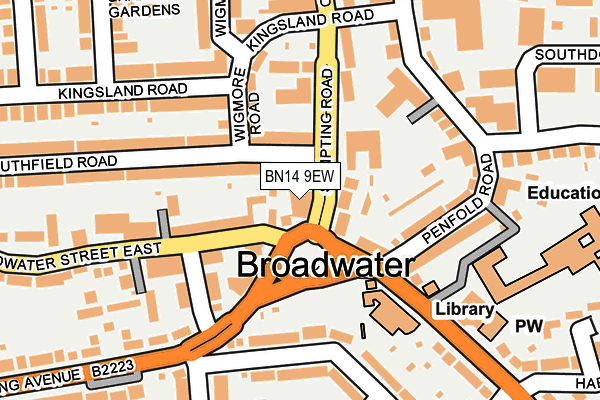 BN14 9EW map - OS OpenMap – Local (Ordnance Survey)