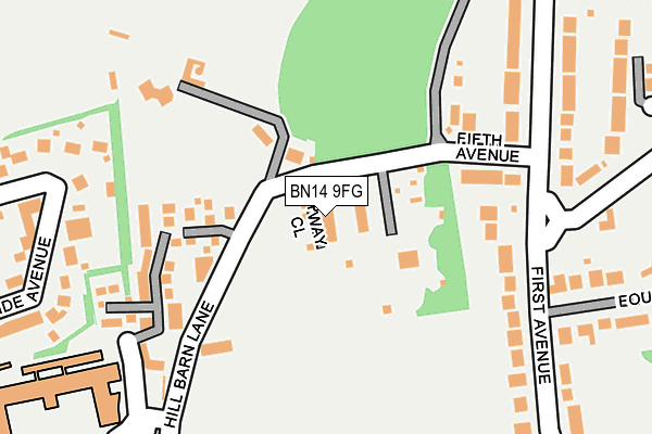 BN14 9FG map - OS OpenMap – Local (Ordnance Survey)
