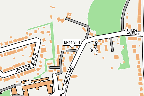 BN14 9FH map - OS OpenMap – Local (Ordnance Survey)