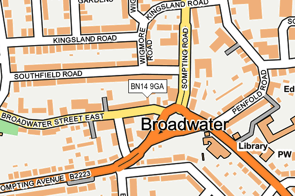 BN14 9GA map - OS OpenMap – Local (Ordnance Survey)