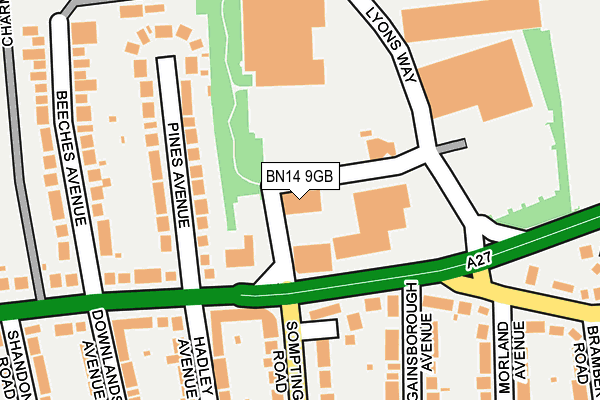 BN14 9GB map - OS OpenMap – Local (Ordnance Survey)