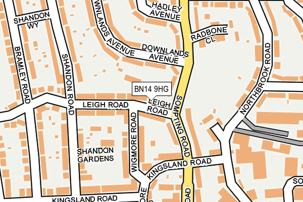 BN14 9HG map - OS OpenMap – Local (Ordnance Survey)
