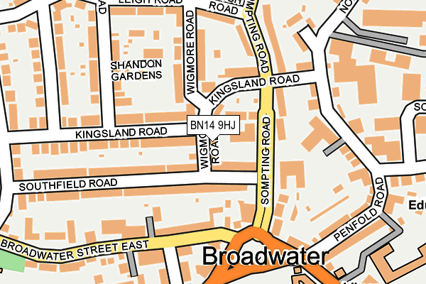 BN14 9HJ map - OS OpenMap – Local (Ordnance Survey)