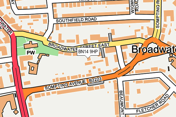 BN14 9HP map - OS OpenMap – Local (Ordnance Survey)