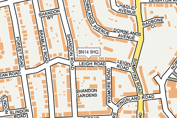 BN14 9HQ map - OS OpenMap – Local (Ordnance Survey)