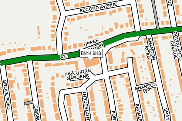 BN14 9HS map - OS OpenMap – Local (Ordnance Survey)