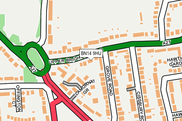 BN14 9HU map - OS OpenMap – Local (Ordnance Survey)