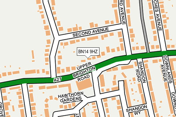 BN14 9HZ map - OS OpenMap – Local (Ordnance Survey)