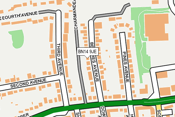 BN14 9JE map - OS OpenMap – Local (Ordnance Survey)