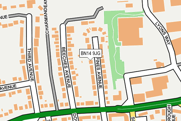 BN14 9JG map - OS OpenMap – Local (Ordnance Survey)
