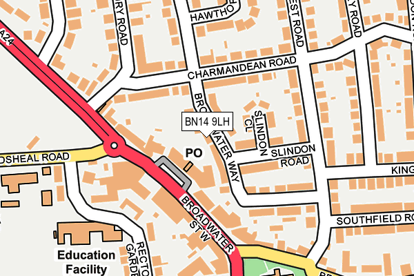 BN14 9LH map - OS OpenMap – Local (Ordnance Survey)