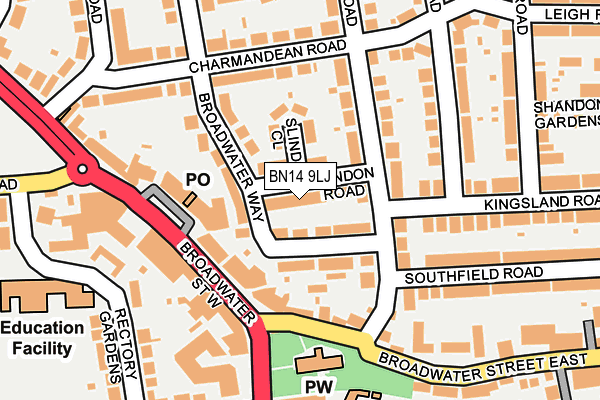 BN14 9LJ map - OS OpenMap – Local (Ordnance Survey)