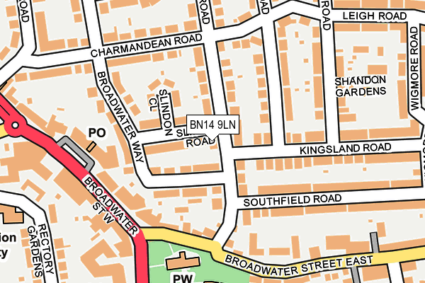 BN14 9LN map - OS OpenMap – Local (Ordnance Survey)