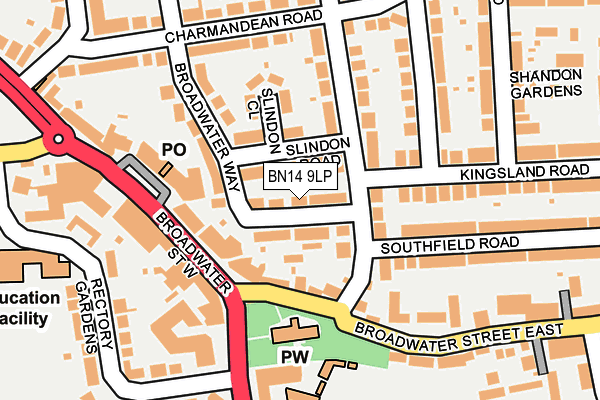 BN14 9LP map - OS OpenMap – Local (Ordnance Survey)