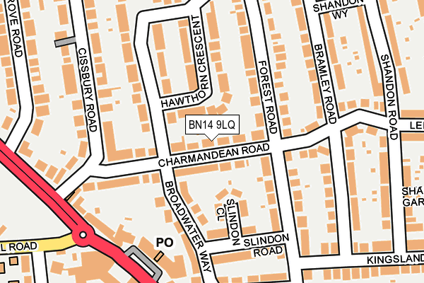 BN14 9LQ map - OS OpenMap – Local (Ordnance Survey)