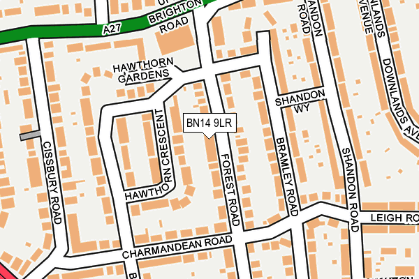 BN14 9LR map - OS OpenMap – Local (Ordnance Survey)