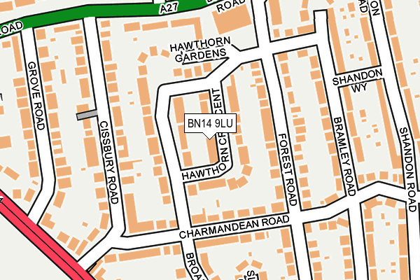 BN14 9LU map - OS OpenMap – Local (Ordnance Survey)