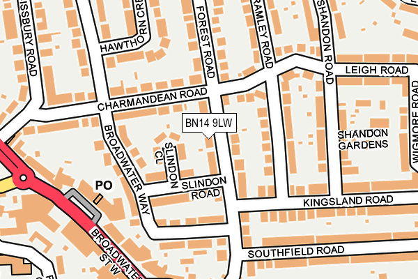 BN14 9LW map - OS OpenMap – Local (Ordnance Survey)