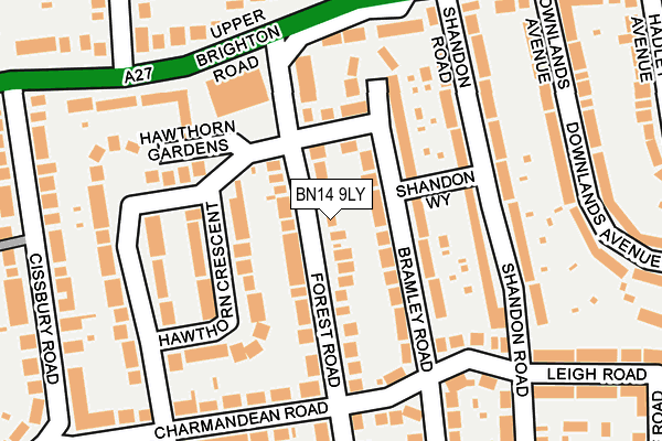 BN14 9LY map - OS OpenMap – Local (Ordnance Survey)
