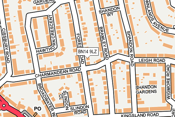 BN14 9LZ map - OS OpenMap – Local (Ordnance Survey)