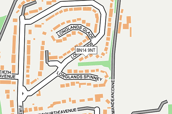 BN14 9NT map - OS OpenMap – Local (Ordnance Survey)