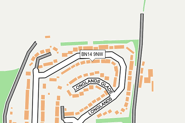 BN14 9NW map - OS OpenMap – Local (Ordnance Survey)