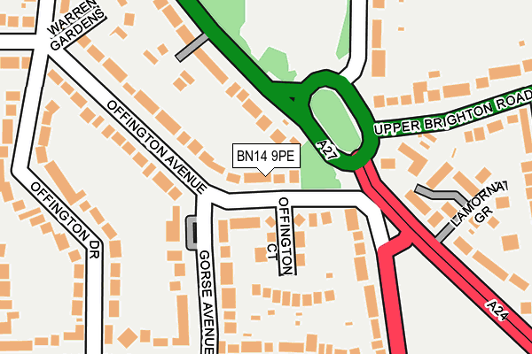 BN14 9PE map - OS OpenMap – Local (Ordnance Survey)