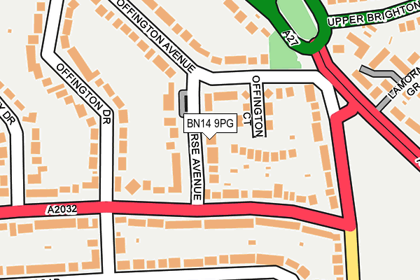 BN14 9PG map - OS OpenMap – Local (Ordnance Survey)