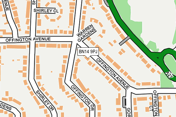 BN14 9PJ map - OS OpenMap – Local (Ordnance Survey)