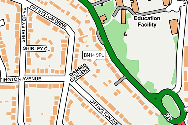 BN14 9PL map - OS OpenMap – Local (Ordnance Survey)